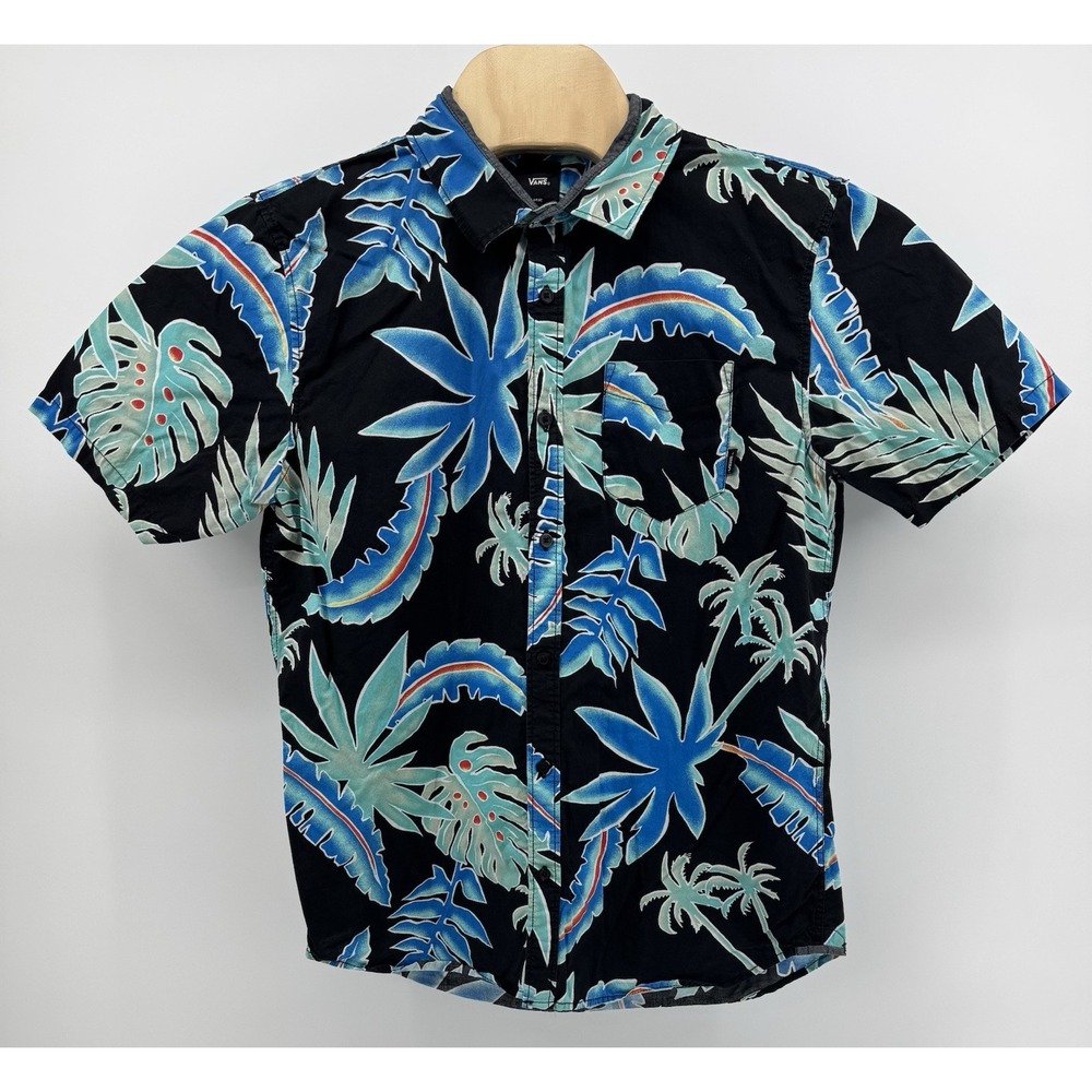 Vans Hawaiian Shirt Men's Size L Floral Tropical Beach Palm Tree Aloha